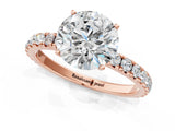 Rose gold Round Cut Diamond Pavé Solitaire Engagement Ring with Four-Prong Setting_92