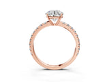 Rose gold Round Cut Diamond Pavé Solitaire Engagement Ring with Four-Prong Setting_94