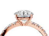 Rose gold Round Cut Diamond Pavé Solitaire Engagement Ring with Four-Prong Setting_95