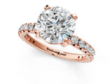 Rose gold Round Cut Diamond Pavé Solitaire Ring with Round Band and Prong Setting_13