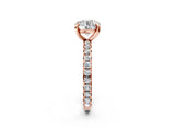 Rose gold Round Cut Diamond Pavé Solitaire Ring with Round Band and Prong Setting_14
