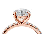 Rose gold Round Cut Diamond Pavé Solitaire Ring with Round Band and Prong Setting_16