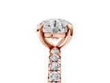 Rose gold Round Cut Diamond Pavé Solitaire Ring with Round Band and Prong Setting_17