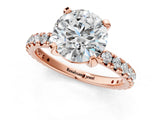 Rose gold Round Cut Diamond Pavé Solitaire Ring with Round Band and Prong Setting_25