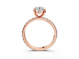 Rose gold Round Cut Diamond Pavé Solitaire Ring with Round Band and Prong Setting_27