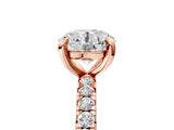 Rose gold Round Cut Diamond Pavé Solitaire Ring with Round Band and Prong Setting_29