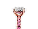 Rose gold Round Cut Diamond Pave Band Solitaire Ring with Round with Pink Sapphire side stone and Prong Setting_17