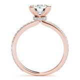 Rose gold Round Cut Diamond Pave Band Tension Setting Engagement Ring 2
