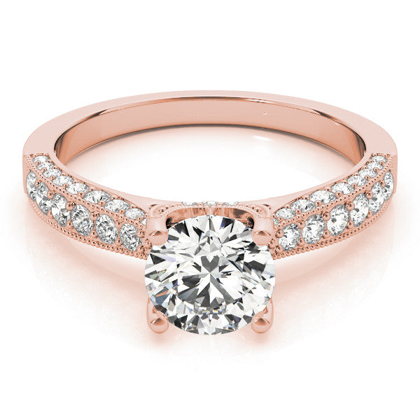 Rose gold Round Cut Diamond Pave Band with Four-Prong Setting 1