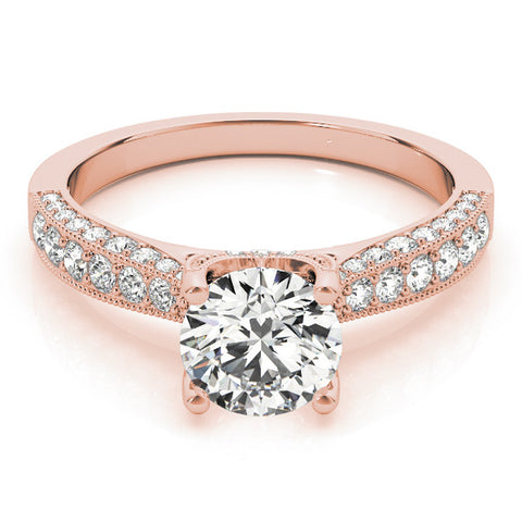 Rose gold Round Cut Diamond Pave Band with Four-Prong Setting 1