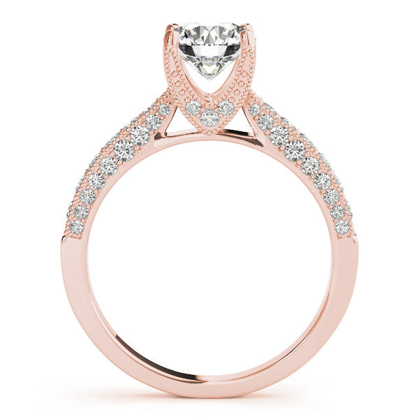 Rose gold Round Cut Diamond Pave Band with Four-Prong Setting 2