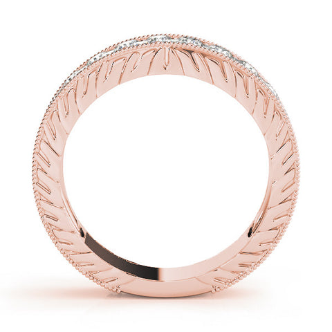 Rose gold Round Cut Diamond Pave Eternity Band with Bead Prong Setting 1