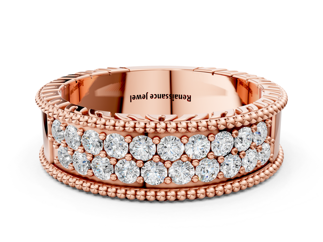 Rose gold Round Cut Diamond Pave Eternity Band with Bead Prong Setting_21