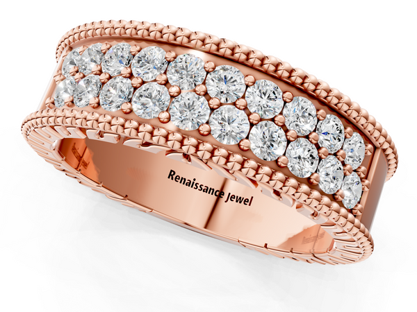 Rose gold Round Cut Diamond Pave Eternity Band with Bead Prong Setting
