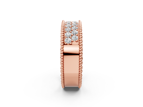 Rose gold Round Cut Diamond Pave Eternity Band with Bead Prong Setting