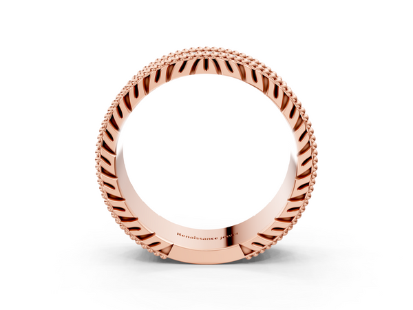 Rose gold Round Cut Diamond Pave Eternity Band with Bead Prong Setting