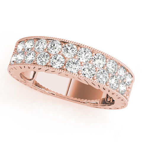 Rose gold Round Cut Diamond Pave Eternity Band with Bead Prong Setting