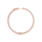 Rose gold Round Cut Diamond Pave Hoop Earrings with Shared Prong Setting 2
