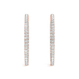 Rose gold Round Cut Diamond Pave Hoop Earrings with Shared Prong Setting 3