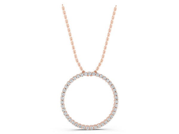 Rose gold Round Cut Diamond Prong Set Eternity Pendant