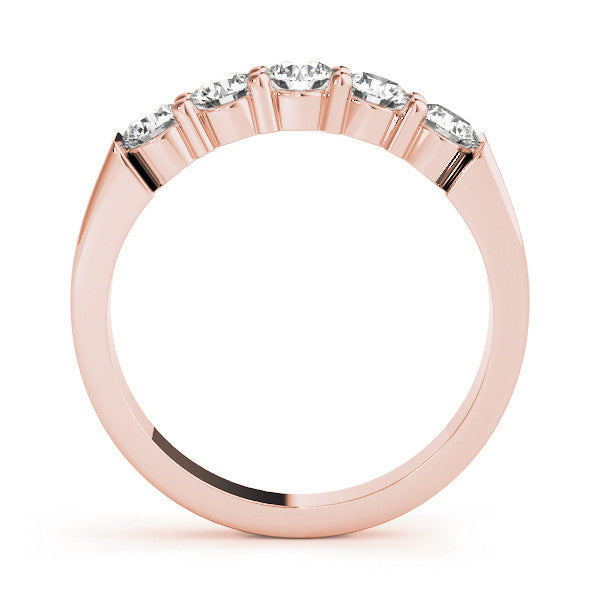Rose gold Round Cut Diamond Prong Set Half-Eternity Band 1