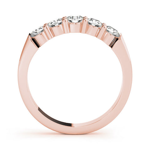Rose gold Round Cut Diamond Prong Set Half-Eternity Band 1