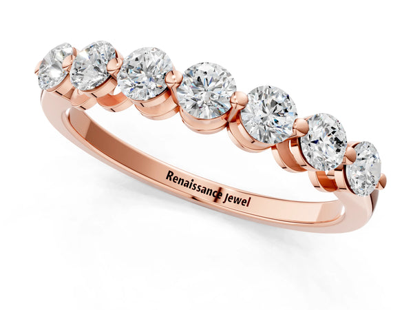 Rose gold Round Cut Diamond Prong Set Half Eternity Band