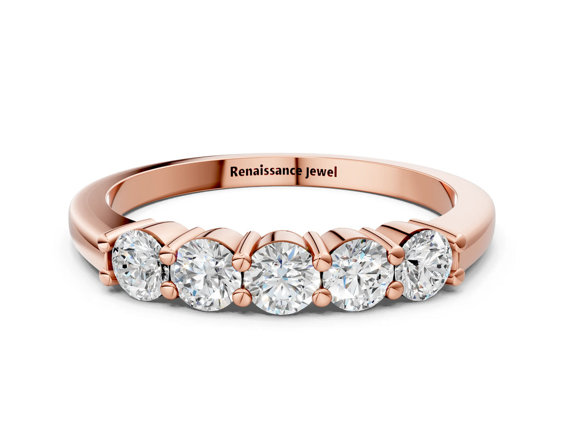 Rose gold Round Cut Diamond Prong Set Half-Eternity Band_4
