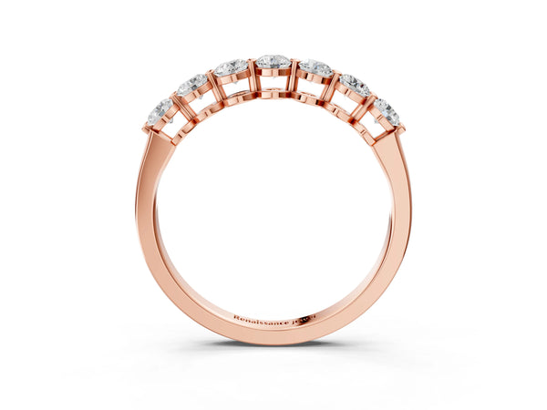 Rose gold Round Cut Diamond Prong Set Half Eternity Band