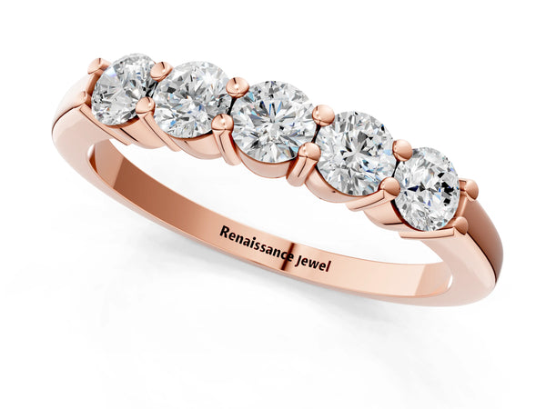 Rose gold Round Cut Diamond Prong Set Half-Eternity Band