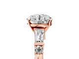 Rose gold Round Cut Diamond Ring with Baguette Side Stones, Channel Set Band, and Four-Prong Setting_31