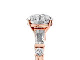 Rose gold Round Cut Diamond Ring with Baguette Side Stones, Channel Set Band, and Four-Prong Setting_42