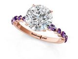 Rose gold Round Cut Diamond Ring with Marquise and Round with Amethyst side stone Side Stones and Four-Prong Setting_61