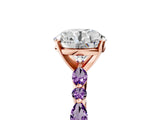 Rose gold Round Cut Diamond Ring with Marquise and Round with Amethyst side stone Side Stones and Four-Prong Setting_65