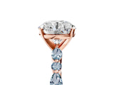 Rose gold Round Cut Diamond Ring with Marquise and Round with Aquamarine side stone Side Stones and Four-Prong Setting_29