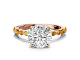 Rose gold Round Cut Diamond Ring with Marquise and Round with Citrine side stone Side Stones and Four-Prong Setting_24
