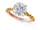 Rose gold Round Cut Diamond Ring with Marquise and Round with Citrine side stone Side Stones and Four-Prong Setting_25
