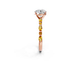Rose gold Round Cut Diamond Ring with Marquise and Round with Citrine side stone Side Stones and Four-Prong Setting_26