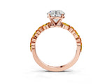 Rose gold Round Cut Diamond Ring with Marquise and Round with Citrine side stone Side Stones and Four-Prong Setting_27