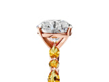 Rose gold Round Cut Diamond Ring with Marquise and Round with Citrine side stone Side Stones and Four-Prong Setting_29
