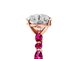 Rose gold Round Cut Diamond Ring with Marquise and Round with Garnet side stone Side Stones and Four-Prong Setting_41
