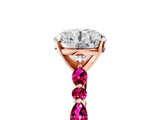 Rose gold Round Cut Diamond Ring with Marquise and Round with Garnet side stone Side Stones and Four-Prong Setting_65