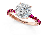 Rose gold Round Cut Diamond Ring with Marquise and Round with Garnet side stone Side Stones and Four-Prong Setting_73
