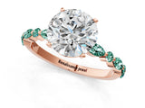 Rose gold Round Cut Diamond Ring with Marquise and Round with Green Sapphire side stone Side Stones and Four-Prong Setting_45