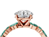 Rose gold Round Cut Diamond Ring with Marquise and Round with Green Sapphire side stone Side Stones and Four-Prong Setting_48
