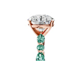 Rose gold Round Cut Diamond Ring with Marquise and Round with Green Sapphire side stone Side Stones and Four-Prong Setting_49