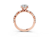 Rose gold Round Cut Diamond Ring with Marquise and Round with Moissanite side stone Side Stones and Four-Prong Setting_51
