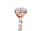Rose gold Round Cut Diamond Ring with Marquise and Round with Moissanite side stone Side Stones and Four-Prong Setting_53