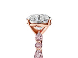 Rose gold Round Cut Diamond Ring with Marquise and Round with Morganite side stone Side Stones and Four-Prong Setting_29