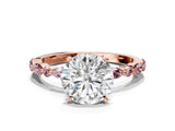 Rose gold Round Cut Diamond Ring with Marquise and Round with Morganite side stone Side Stones and Four-Prong Setting_36